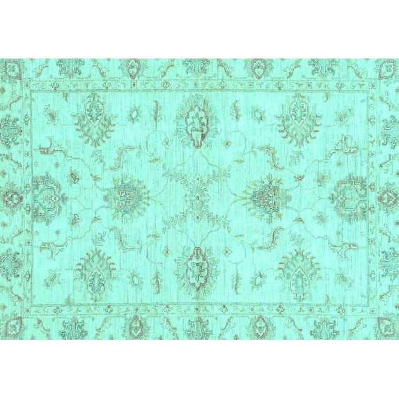Ahgly Company Indoor Rectangle Oriental Light Blue Traditional Area Rugs, 2' x 4'