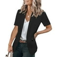 thumbnail image 4 of Rovga Women Casual Solid Single Button Lapel Short Sleeve Slim Suit Temperament Blazers Coat For Daliy Work 2022 Fashion Women Jacket Blazer, 4 of 6