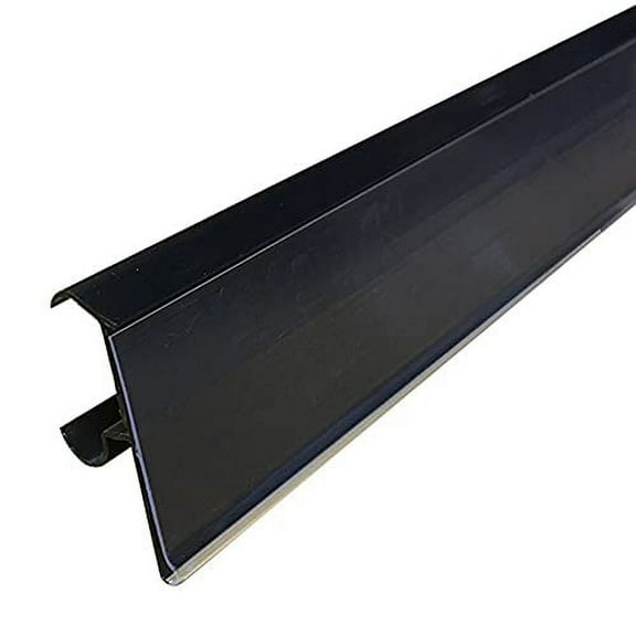 Shelf Label Holder, 50 Pack Shelf Strip Price Tag Holder for 7/8”H Double Wire Shelving Refrigerated Case Cooler Shelf, PVC Plastic Clear Cover, Black Back 27”L and 1.25”H
