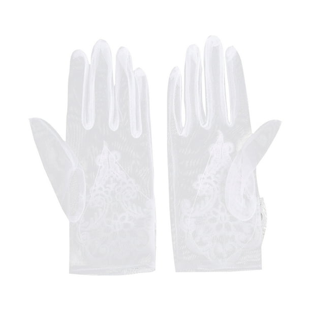 FELTECHELECTR 1 par de delicados guantes de boda, elegantes guantes de encaje, guantes para vestido de novia, accesorios de boda para mujeres (blanco)