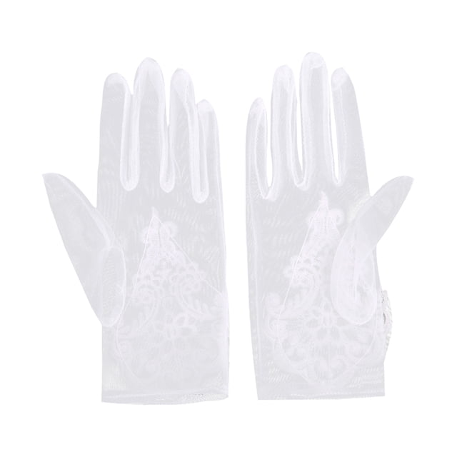FELTECHELECTR 1 par de delicados guantes de boda, elegantes guantes de encaje, guantes para vestido de novia, accesorios de boda para mujeres (blanco)