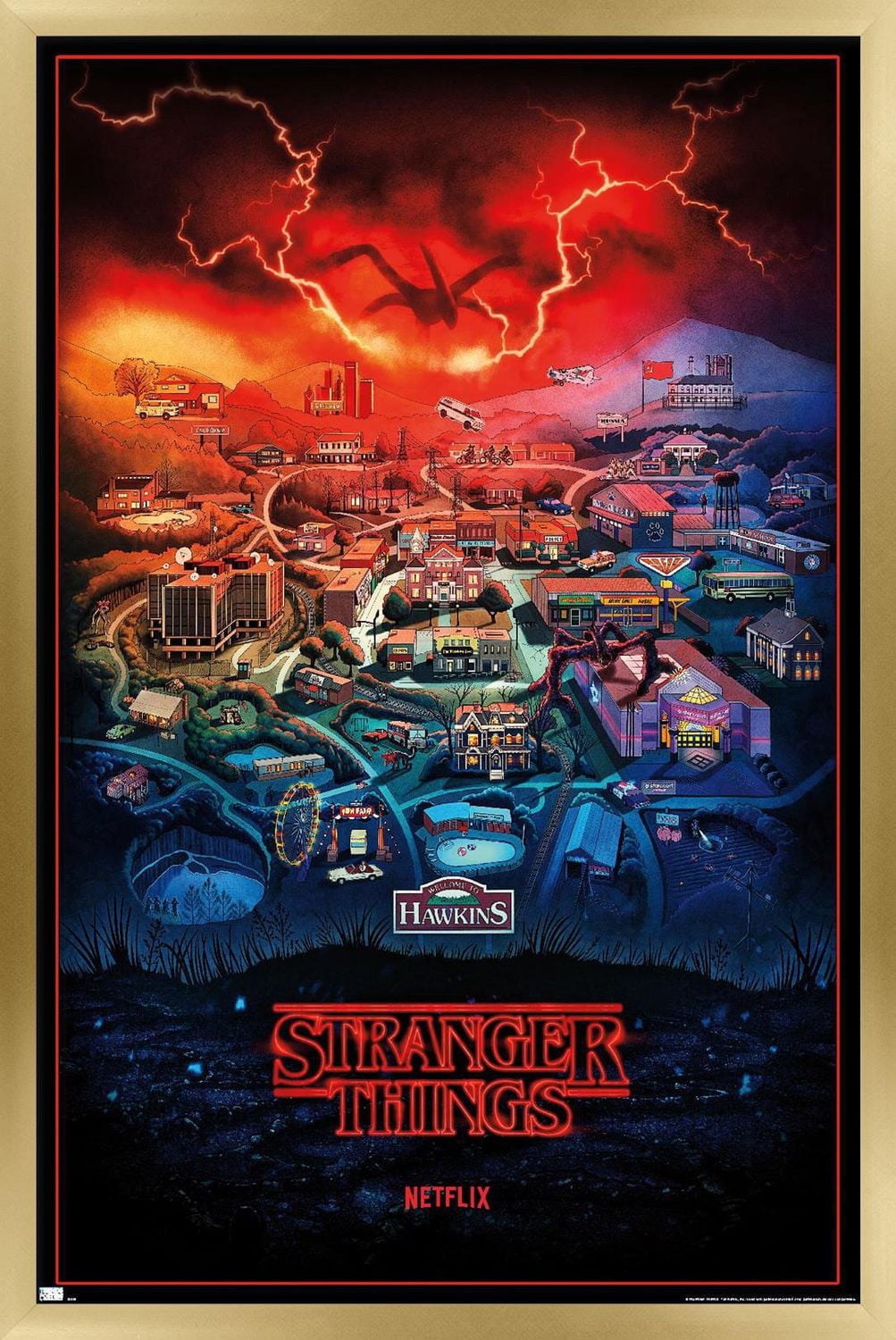 Netflix Stranger Things: Season 4 - Hawkins, Indiana Wall Poster, 22.375" x 34" Framed