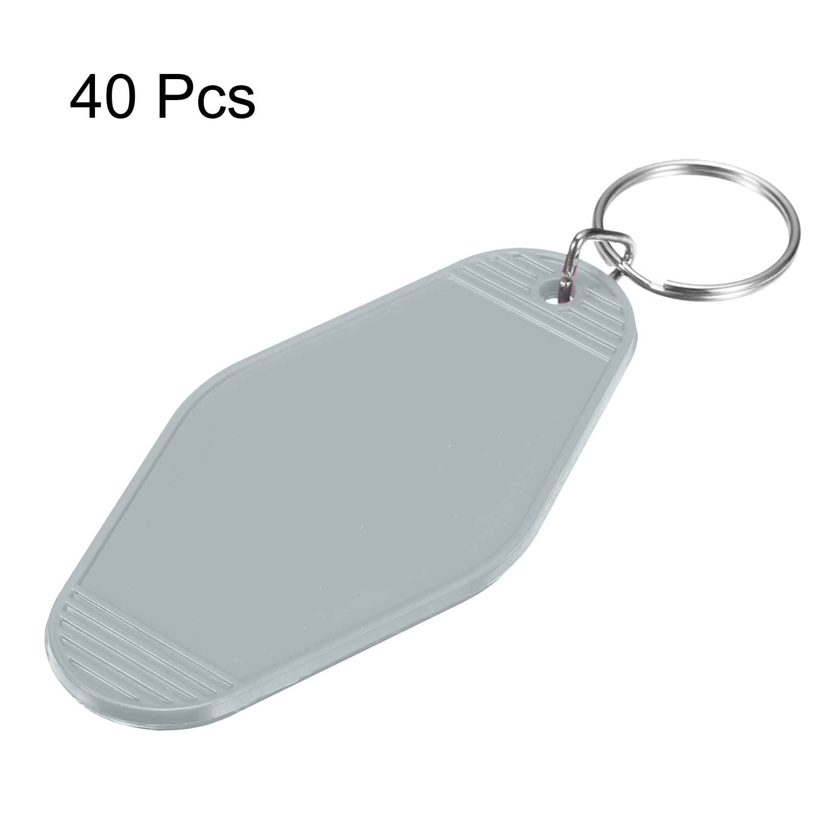 Uxcell 40Pcs Hotel Keychains Blank, Vintage Plastic Rhombus Motel Keychains Hotel Key Tags Key Rings, Grey