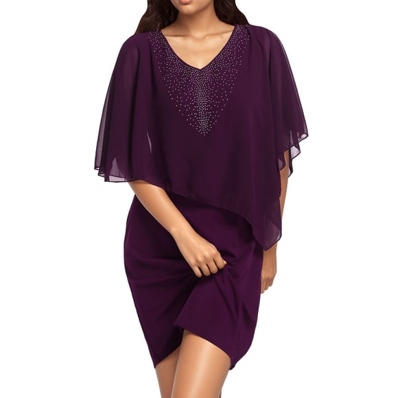 Plus Size Fashion Women Teacher Dresses Solid Short Sleeve V Wrap Summer Dress Neck Casual Long Dress
