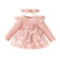 thumbnail image 2 of Baby Girls Ruffled Fly Sleeve Jacket And Dress Set Pleated Skirt Garland Waist Nrnament Bowknot Set, 2 of 3