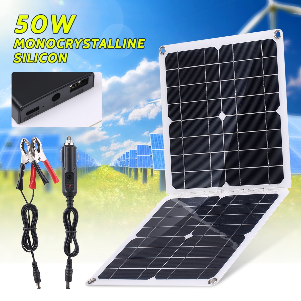 50W Foldable Solar Panel Charge with DC& USB & TYPEC Output High