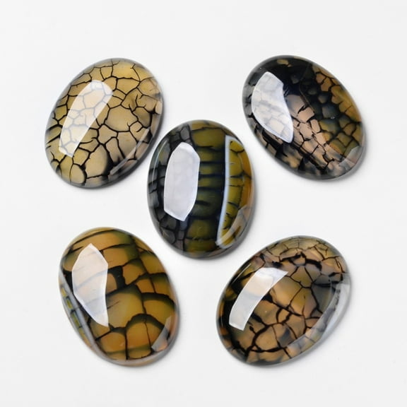 Natural Dragon Veins Agate Cabochons Flat Back Oval Dyed 30x22x7.5mm