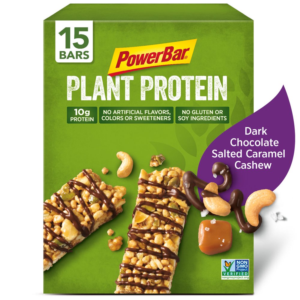 PowerBar Plant Protein Bar, Dark Chocolate Salted Caramel Cashew, 1.76