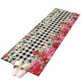 thumbnail image 2 of 2'x6' Rug Runners for Hallways Kitchen, Roses Valentine's Day Non Slip Entryway Beside Floor Carpet Runner, Romance Floral Black White Plaid Laundry Room Bedroom Throw Rugs Mat for Family Pet, 2 of 8