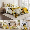 thumbnail image 6 of Twin Quilt Set 68''x86'', Sunflower Lightweight Summer Bedspread Coverlet Set with 2 Pillow Shams, Gnomes Flower Bee Eucalyptus Leaves Farmhouse Breathable All Season Quilt Bedding for Dorm/Bedroom, 6 of 9