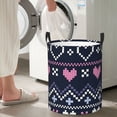 thumbnail image 5 of Lsque Pixel Heart Winter Pattern Laundry Hamper Basket, Tall Woven Rope Hamper Basket for Clothes, Lightweight Storage Basket, Collapsible Waterproof-Medium, 5 of 6