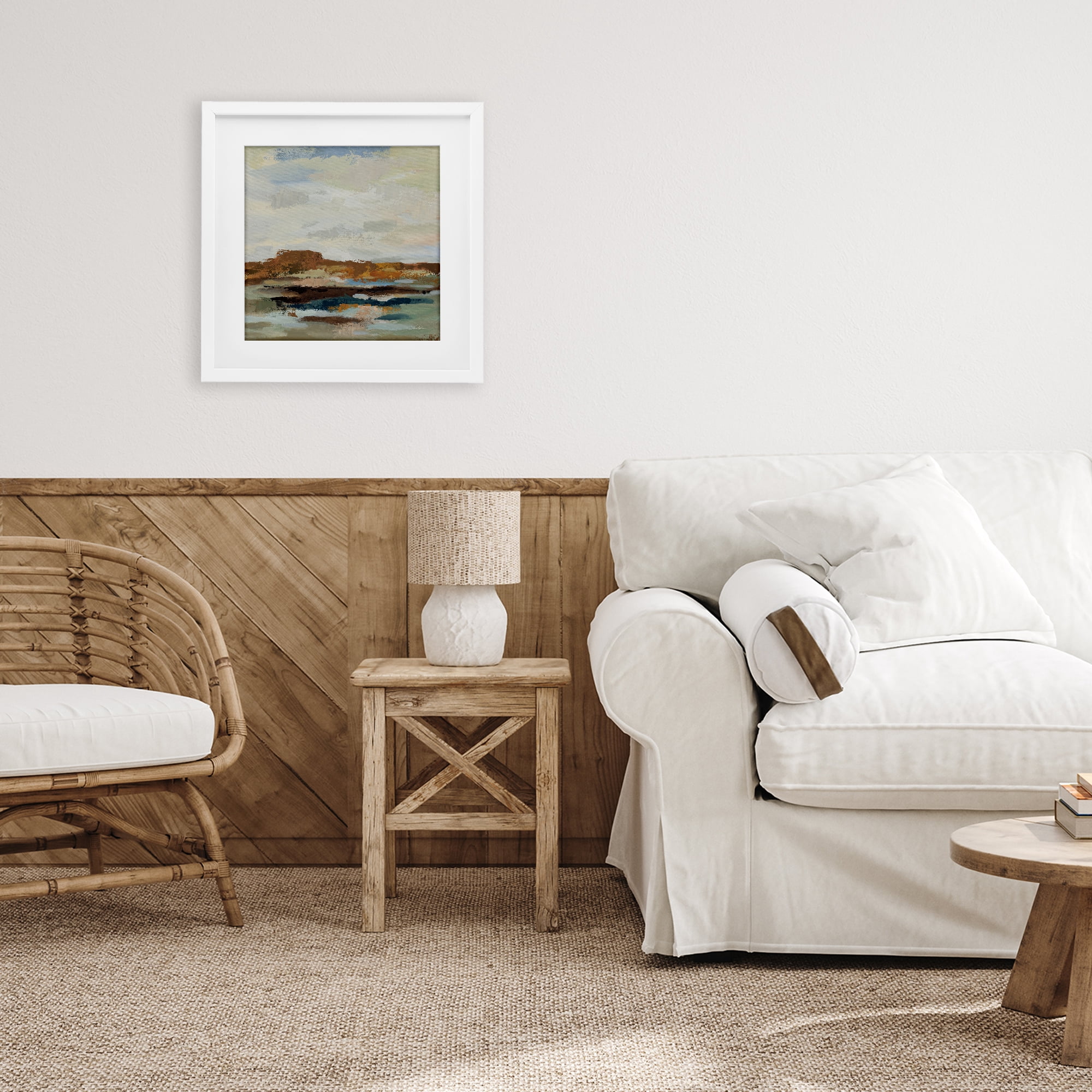 Stupell Industries American West Abstract White Framed Print Under Glass, design by Silvia Vassileva