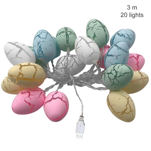 Yingyy Easter Egg Light String Fairy Cracked Egg Lamp Light Party Decoration String Light Party Party Decoration for Home Garden Tree, 3 Meter 20 LED, USB