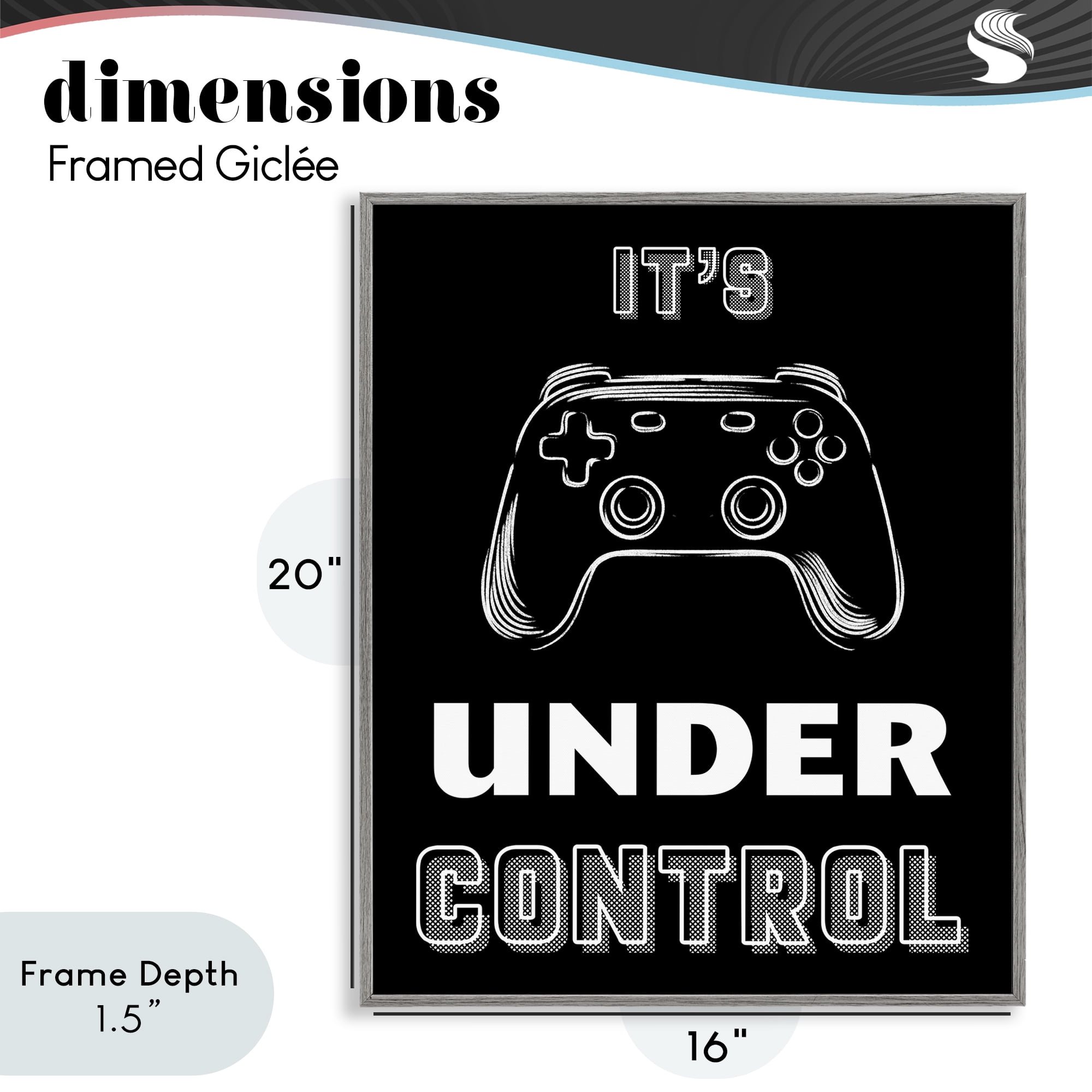 Stupell Industries Under Control Gamer Gray Framed Giclee Art, design by Marcus Prime