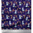thumbnail image 1 of Soimoi Japan Crepe Satin Fabric Leaves,Carrot & Rabbit Kids Fabric Prints by Yard 42 Inch Wide, 1 of 3