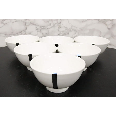 

Sleek White Double Walled Porcelain Rice Miso Dessert Soup Bowls 10oz 5 D Set 6