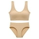thumbnail image 1 of Conjunto de lencería sin costuras para mujer de 2 piezas con cuello en V y cuello halter: sujetador de cintura alta y tanga, nailon/spandex, color liso, sexy para la playa/ropa de dormir, 1 of 5