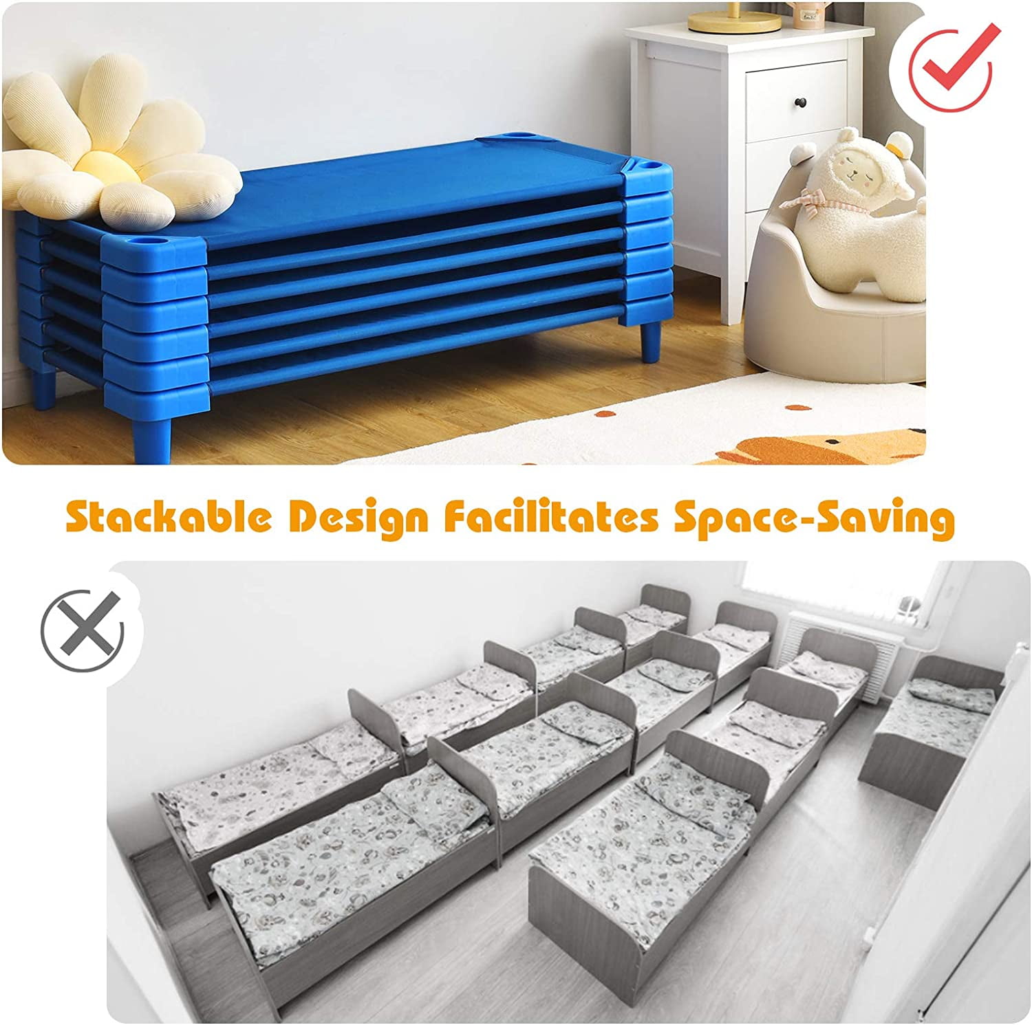 Stackable top sleeping cots