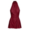 thumbnail image 4 of ClodeEU Women's Halter High Neck Sleeveless Mini Dress,Slim Waist Flared Short Party Dress Red,Women's Plus M, 4 of 6