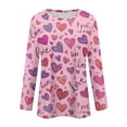 thumbnail image 3 of Valentine Day Shirts Womens Long Sleeve Love Heart Print Cute Blouse Crew Neck Loose Funny Tunic Tops Deep Red M, 3 of 5