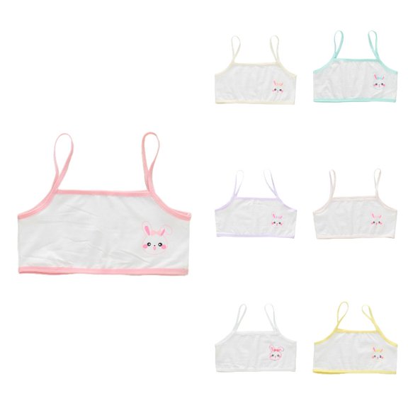 Training Bras For Girls Cute Bunny Print Cotton Camisole No Pads Thin Straps Puberty Underwear 8-14 Years