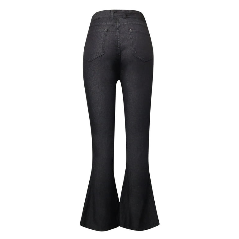 Jeans for Women Women Destroyed Flare Jeans Bell Bottom Hem Denim Pants  Womens Jeans Black L