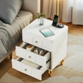 thumbnail image 4 of Resenkos 3-Drawer Bedside Table, Acrylic Metal Legs, Compact Nightstand for Bedroom, Space-Saving, Sleek Design, White, 4 of 9