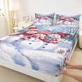 thumbnail image 3 of jejeloiu Cartoon Christmas Snowmen Full Size Sheets,Xmas Theme Bed Sheets,Western Country Holiday Sheet Sets For Teesn,Super Cozy Room Decor,4-Piece, 3 of 7