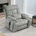 thumbnail image 2 of Lift Recliner for Big and Tall Seniors Lay Flat, Sea Island Cotton Lift Chair with Heat and Massage, Reclining to 180, Dual OKIN Motors - Fabric - Gray, 2 of 9