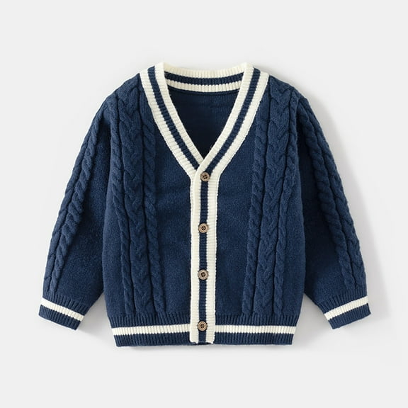 Sweaters for Toddler Girls Long Sleeve Button Up Navy Knit Cardigan Sweater Warm Fall Winter Clothes 18-24 Months Sweater