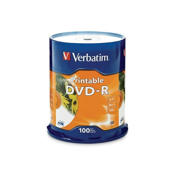 Verbatim DVD-R 4.7GB 16X White Inkjet Printable - 100pk Spindle DVD-R 16X White Inkjet Printable - 4.70 GB - 100pk Spindle