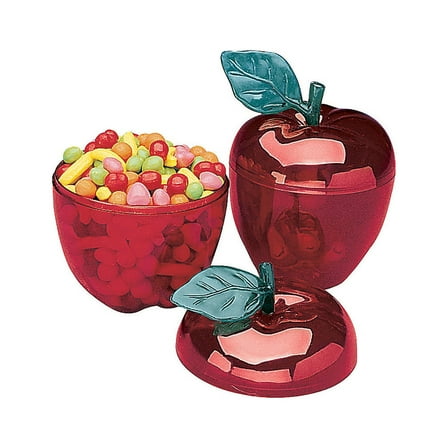 Plastic Red Apple Container - Party Supplies - 12 Pieces