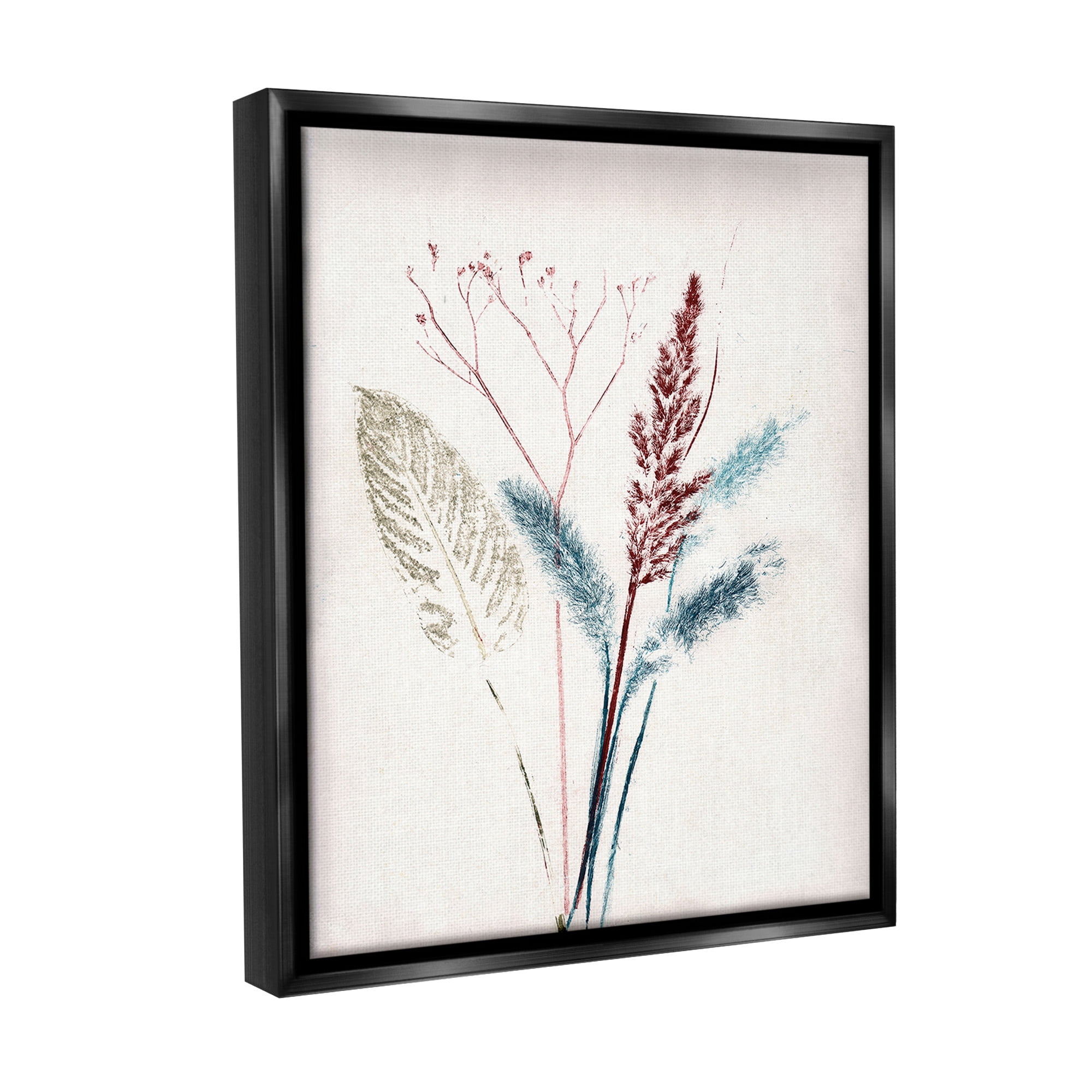 Stupell Industries Natural Floral Impression Botanical & Floral Painting Black Floater Framed Canvas Art Print Wall Art, 17 x 21
