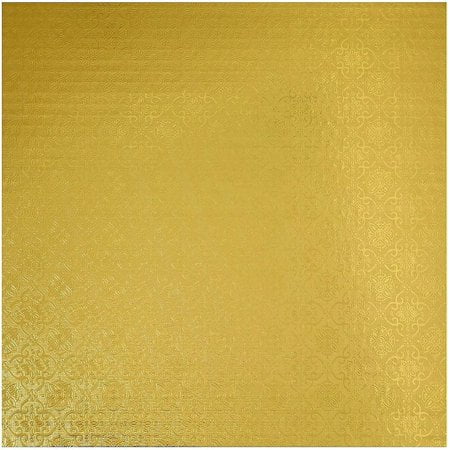 O'Creme Plateau Tambour Carré Enveloppant Doré pour Gâteau et Pâtisserie, Épaisseur 1/4 Pouce, 12 Pouces x 12 Pouces - Lot de 10