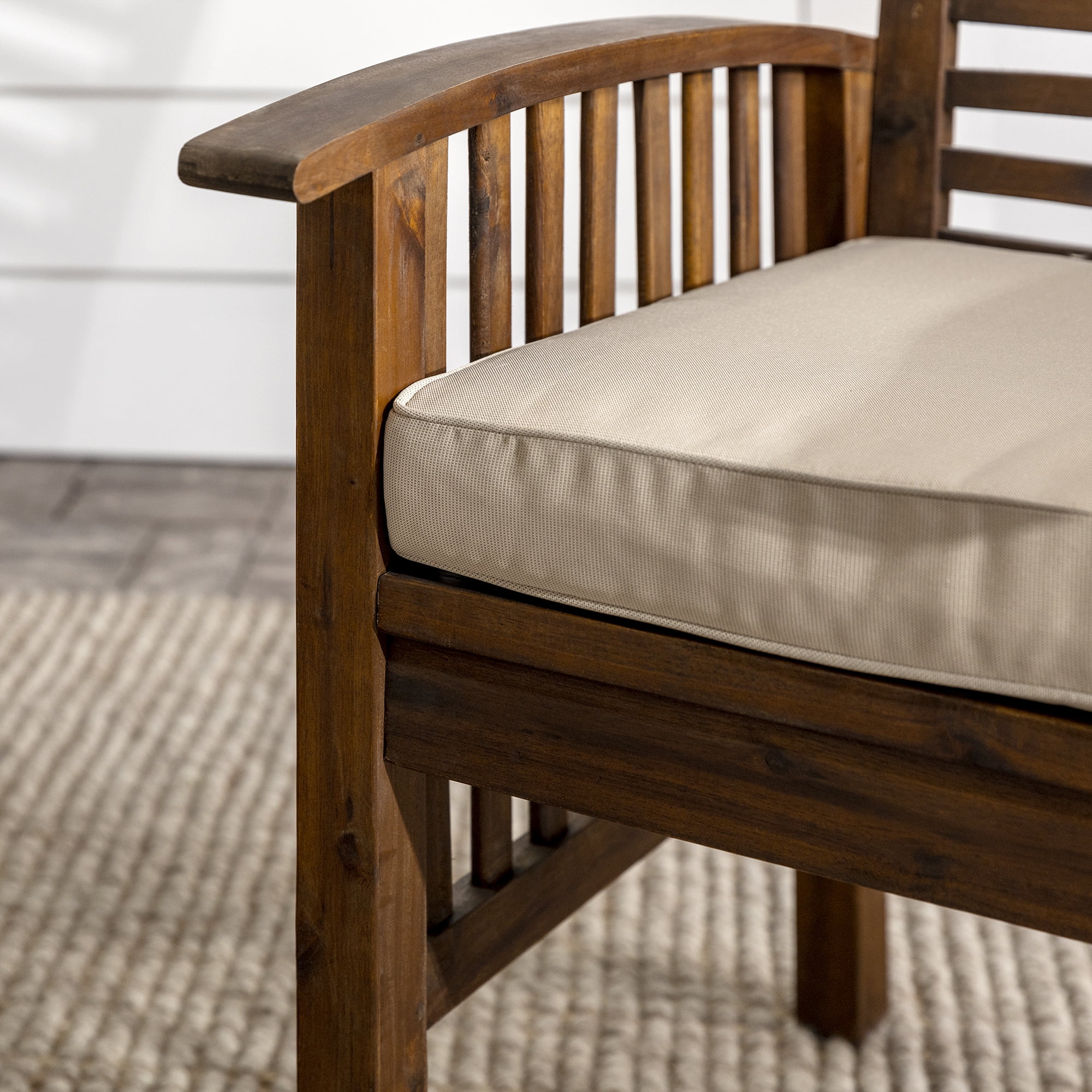 Walker Edison Outdoor Dining Chair - Acacia Wood - Set of 2 - Has Arms - Dark Brown