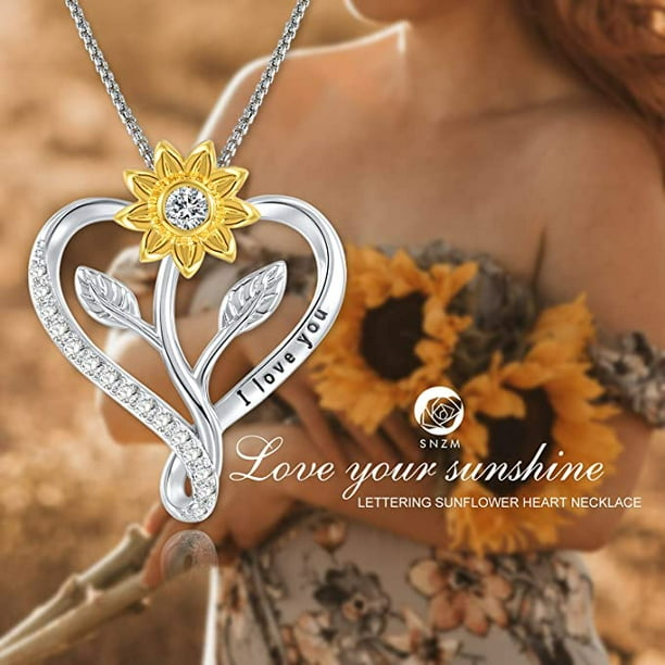 SNZM Rose Necklace for Women Heart Rose Flower Necklace Silver Rose Pendant Necklace Birthday Mothers Day Jewelry Gifts for Women Mom Wife Her with Jewelry Box Walmart