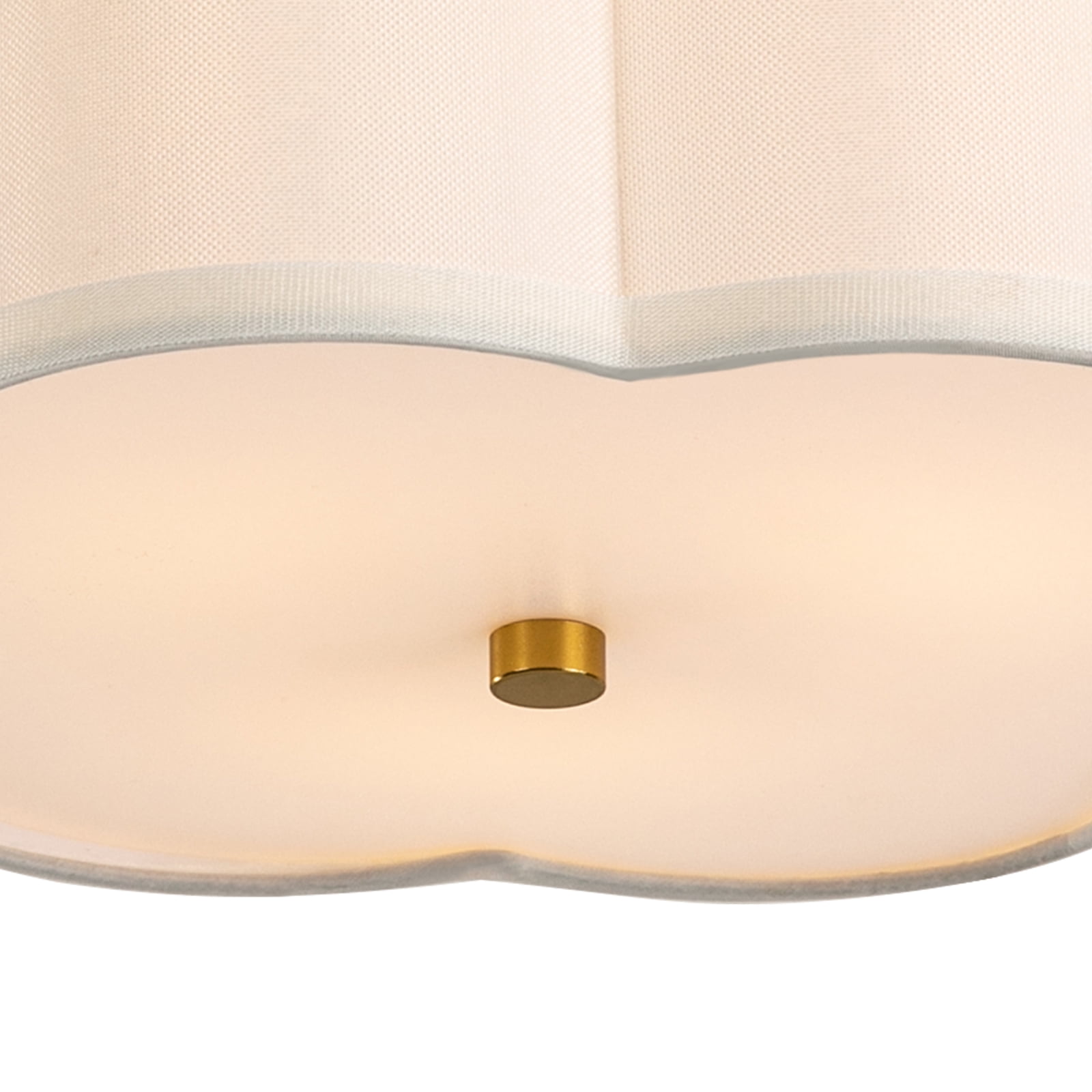 Griptix Modern Creamy White Petal Ceiling Light, Copper Electroplated Body, 3 E26 Bulbs, Soft & Warm Light, Flush Mounted for Bedrooms and Living Rooms