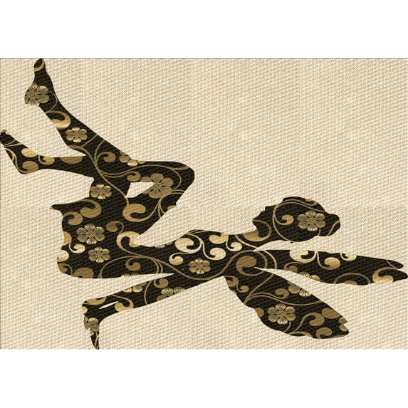 Ahgly Company Indoor Rectangle Patterned Vanilla Gold Area Rugs, 7' x 10'