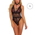 thumbnail image 1 of Lencería sexy de encaje de malla para mujer Ropa interior en V profunda Body Ropa de dormir, Negro, S Inevent XX000104-01, 1 of 7