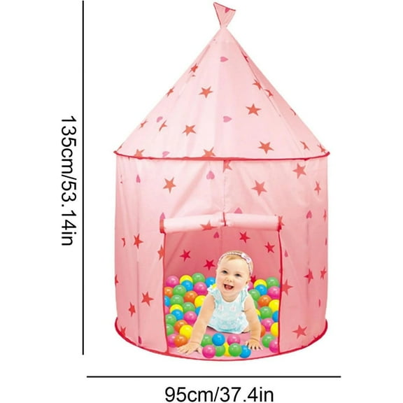 Non-Brand Children Play Princess Tent Pink - Tent for Girl Castle Indoor/Outdoor Foldable