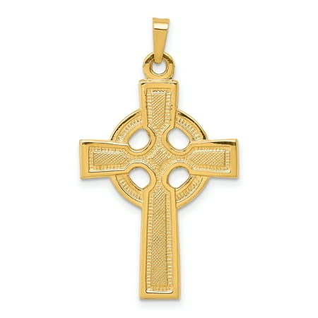 14k Yellow Gold Irish Claddagh Celtic Knot Cross Religious Pendant Charm Necklace Iona
