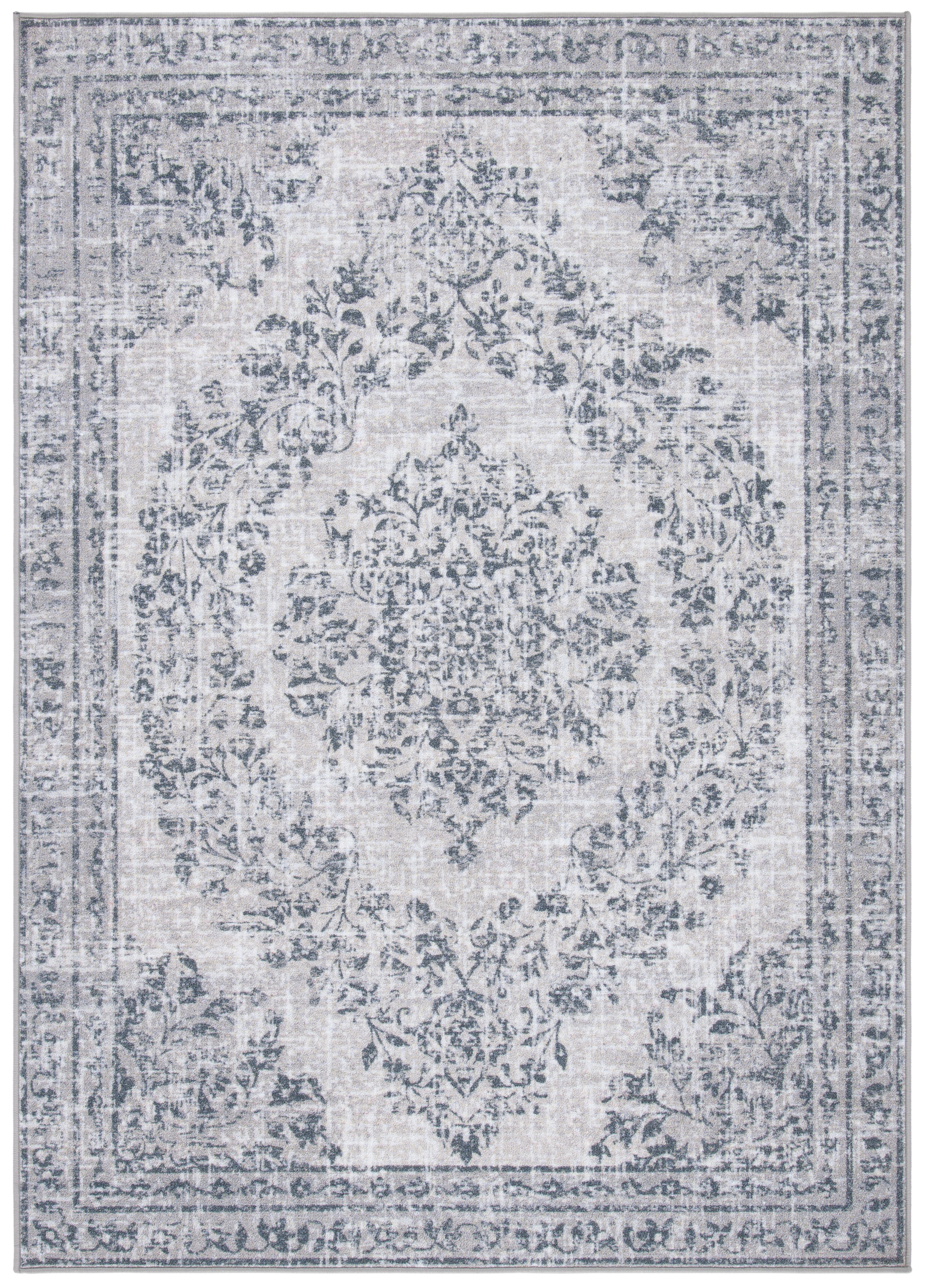 SAFAVIEH Journey Frederick Floral Bordered Area Rug, Light Grey/Dark Grey, 7'9" x 10'