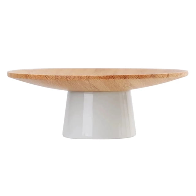 MasteelfCA 1Pc Round Tall Nut Dish Bamboo Ceramic Tea Tray Dessert Plate Snack Storage Dish