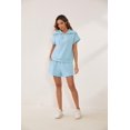 thumbnail image 3 of Women Two Piece Outfits Tracksuit Half Zip Lapel Cap Sleeve Sweatshirt High Waist Drawstring Shorts Set Sweatsuit, 3 of 6