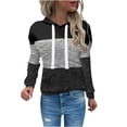 thumbnail image 2 of Penkiiy Sweat à Capuche pour Femmes Mode Décontractée Patchwork Noir Y2K Vêtements, 2 of 4