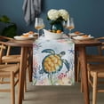 thumbnail image 2 of Coastal Sea Turtle Table Runner - 90 Inch Long, Kitchen Dining Table Runner Dresser Scarves, Marine Coral Jellyfish Starfish Oceans Farmhouse Decor for Coffee Tables Wedding Party Banquet, 2 of 8