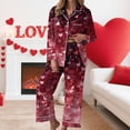 thumbnail image 2 of vigerkar Womens Pajama Sets Comfy Pj Set Cute Heart Print Long Sleeve Button Down Shirt With Long Pants (Brick Red, M), 2 of 6