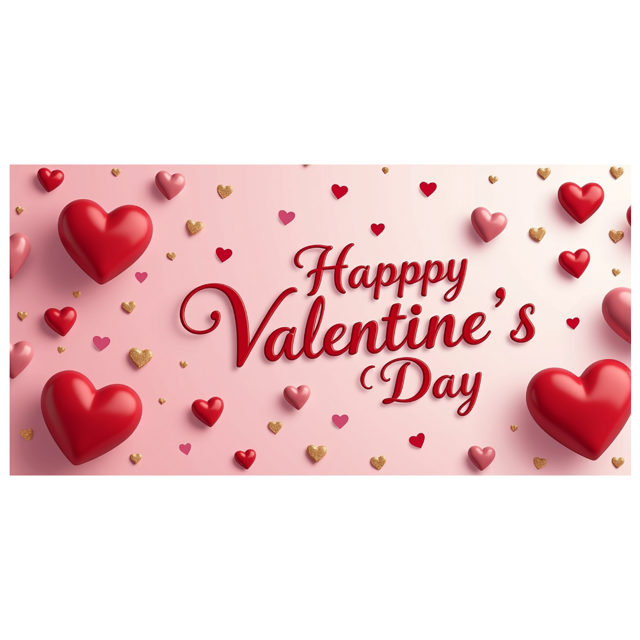 Valentine's Day Party Decoration Banner Heart Design Backdrop Event Photo Props Love Celebration Romance Gift Box Background