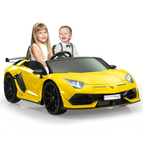 TOBBI 24V 2-Seater Kids Ride On Car Lamborghini with PU Leather Seats, Battery Powered Electric Drift Sports Car High Speed 13km/h