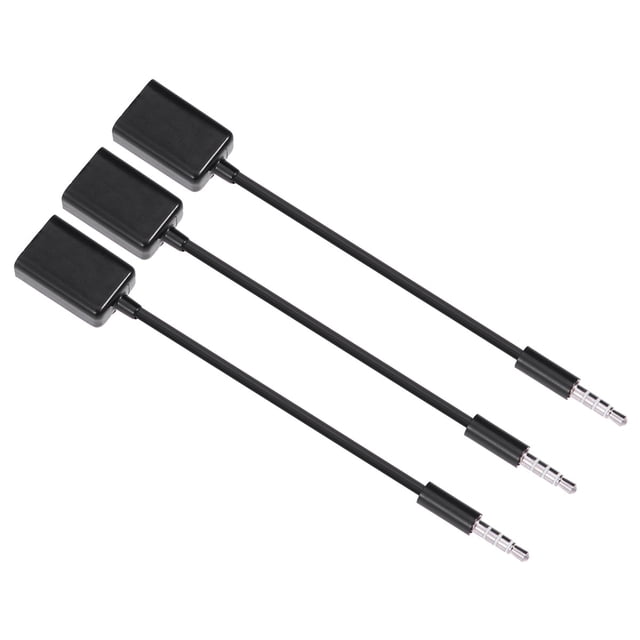 Milisten 3PCS USB To 3.5MM 12V Vehicle Mounted MP3 Transfer Cable Aux CD Player Audio Cable(Black)